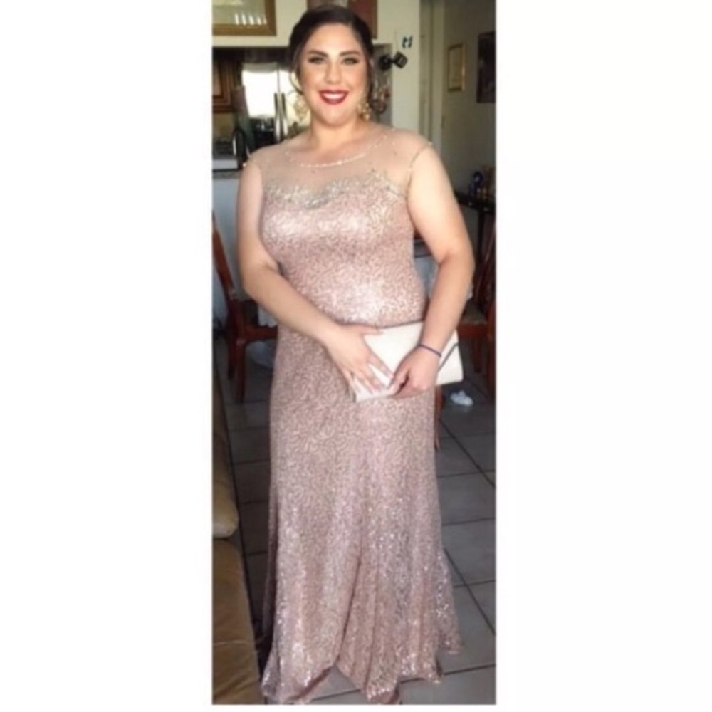 Sequin Lace Sheer Rose Gold Gown